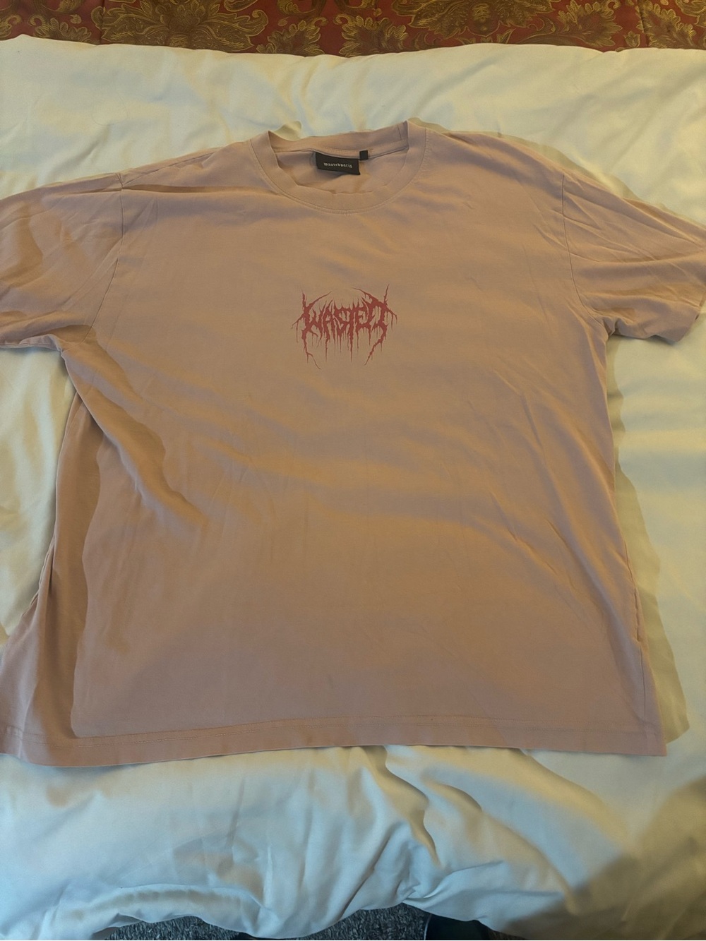Men's Dusty Pink Graphic Tee with Red Logo